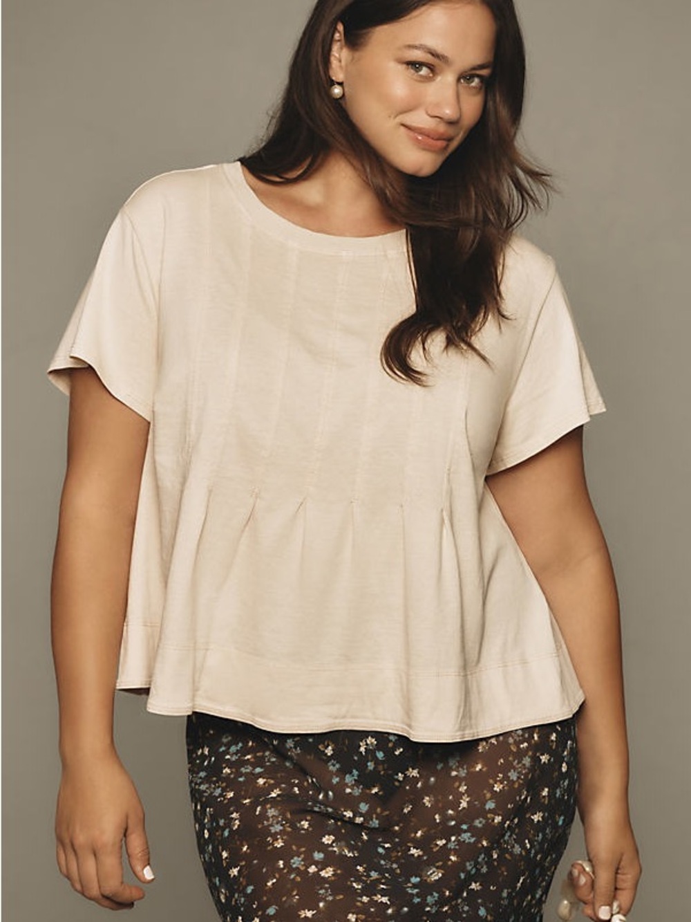 Pilcro Short Sleeve Peplum White Top